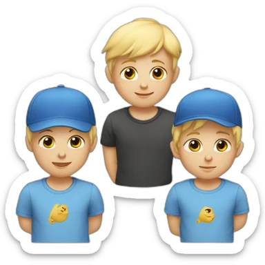 Three brothers. One with a cap. One blonde. One blonde baby. sticker
