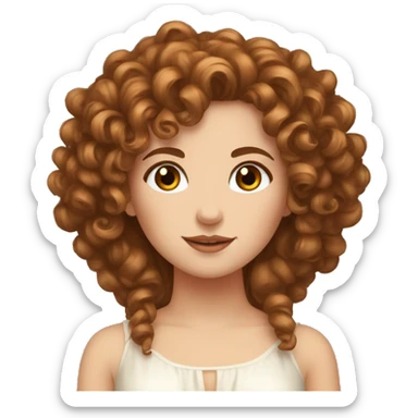 persephone goddess curly brown hair sticker