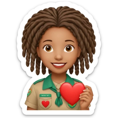 Girl Scouts African American girl with locs heart  sticker