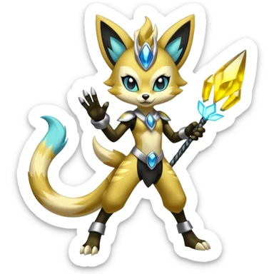 Shiny Furry Anthro Meloetta-Zeraora-Protogen-Primagen-Pokémon-Fakémon-creature sticker