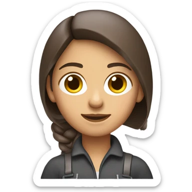 ingeniera civil mujer con piel blanca, cabello lacio y marron y con casco rosado sticker