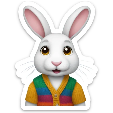 Rabbit wearing a sweater vest sticker