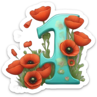 magical letters with poppies sticker