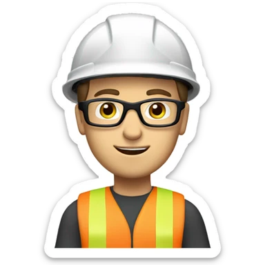 Caucasian youngman wearing a safety helmet, safety glasses and earplugs. sticker