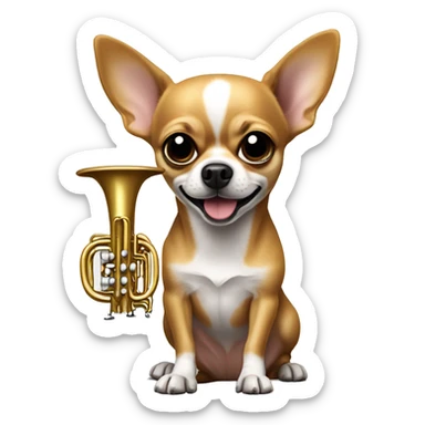 chihuahua qui joue de la trompette sticker