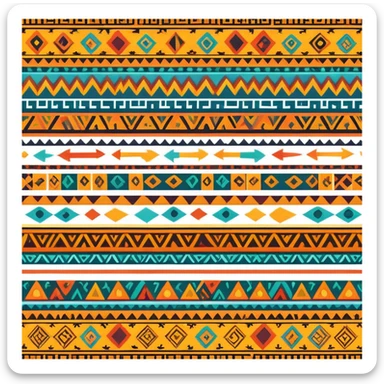Mixtec pattern with geometric symbols and bright colors sticker
