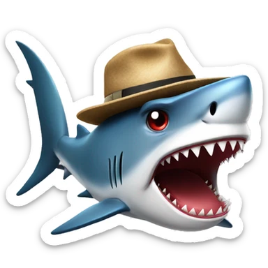 Angry shark wth hat sticker