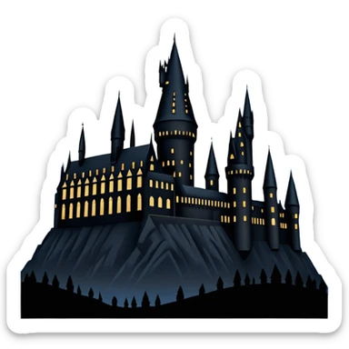 silhouette Hogwarts castle on a starry night sticker