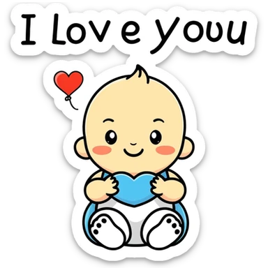 Baby saying I love you more  sticker