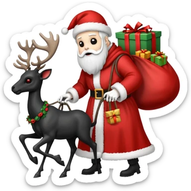 the Grim reaper dressed as Santa.... What gifts would be in his Sleigh.... What would his Sleigh likely look like.... Would the reindeer be skeletons, or ordinary reindeer sticker