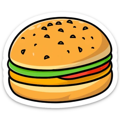sesame seed bun for hamburger sticker