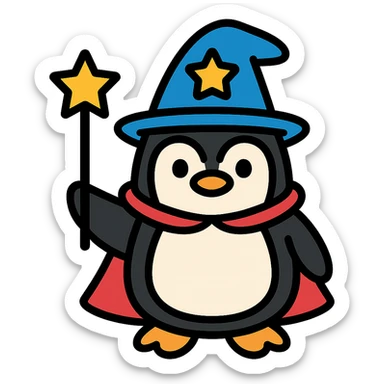 A penguin wizard sticker