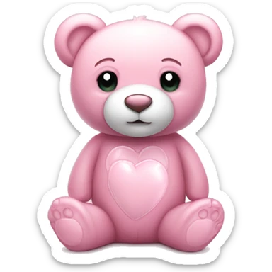 Bear "A pastel pink teddy bear with a glossy finish, glowing heart-shaped paw pads, and a faint shimmer outlining its cuddly figure." sticker