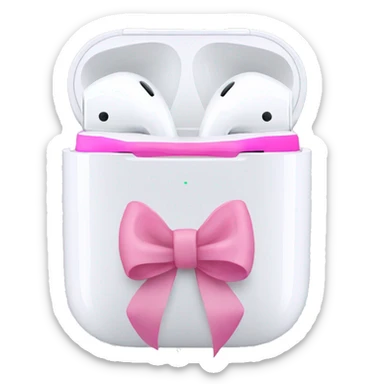 Airpods with pink ribbons sticker