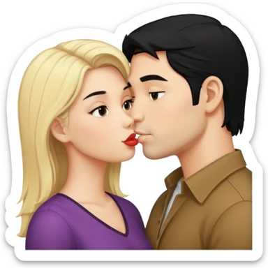 couple kissing black hair man blonde woman sticker