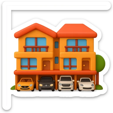 Transform the house in the reference image into a playful 3D emoji-style home with simplified and stylized features. Keep the main features recognizable but adapt them to a 3D emoji look. The background should be transparent. sticker