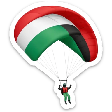a palestinian flag with a paraglider, respect scrupulously the correct shapes and colours of the palestinian flag, try again sticker