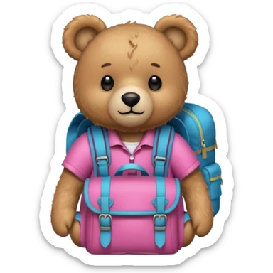  Teddy bear camping pink sticker