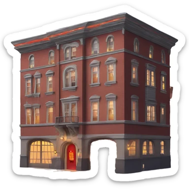 Apartment building shaped like the Ghost Busters Firehouse with solar lights and decorative and detailed interior design  sticker