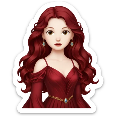 S’est une femme cheveux rouge foncé long ondulé , ( elle a 22ans , elle vie en 1815 )( fait une robe digne de l’aristocratie 1815) sticker