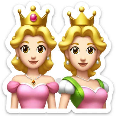princess peach has crown on head in super mario bros sticker