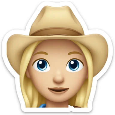 a cowgirl with blonde hair and blue eyes  sticker