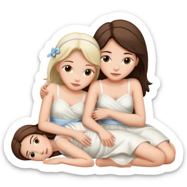 two girls lying on top of each other wrapped around each other sticker