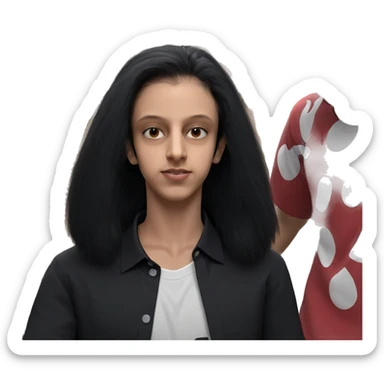 boy with black hair in shirt sticker