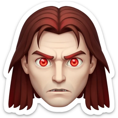 Evil, shadowie Male lord with Red glowing eyes and Long Brown Hair  sticker