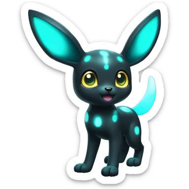 White Shiny Umbreon with glowing cyan markings full body sticker