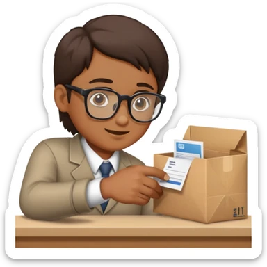 person picking up a package or order at a counter sticker