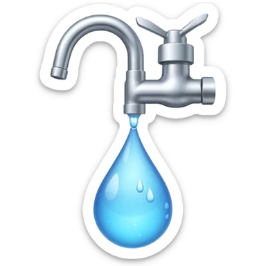 a faucet with a water droplet at the end sticker