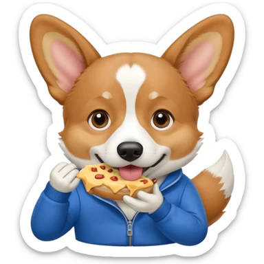 perrita caricatura gorgi gales comiendo con ropa celeste sticker