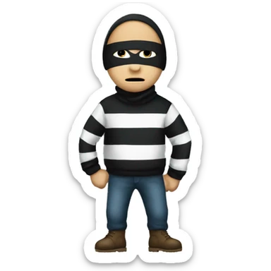 robber emoji with striped jumper sticker