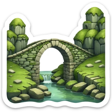 fantasy stone bridge over water sticker