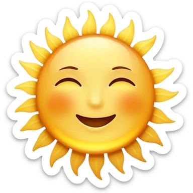 Cinematic Realistic Sunshine Emoji, Warm and golden, with soft rays of light streaming down from a bright, glowing sun. The golden hue bathes the world in warmth, uplifting the spirit and bringing a sense of joy and radiance. Soft glowing outline, capturing the essence of happiness, warmth, and light in a beautiful sunny day! sticker