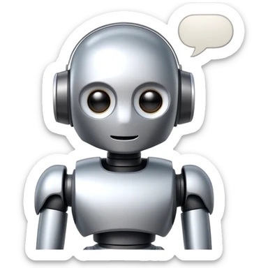 AI robot with speech bubble that has no filters or restrictions sticker