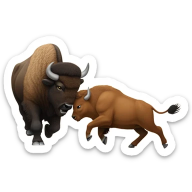 Bison fighting bobcat sticker