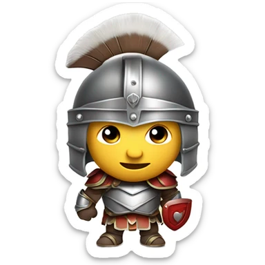 A gladiator with a helmet and armor, but in a cute twist, forming a heart with his hands. Represents strength with a hint of affection. sticker