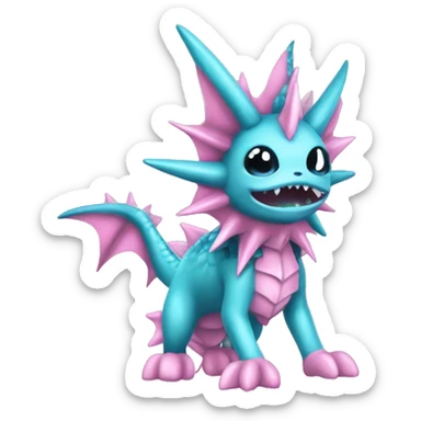 Pink Edgy Vaporeon dragon With Fins and spikes full body sticker