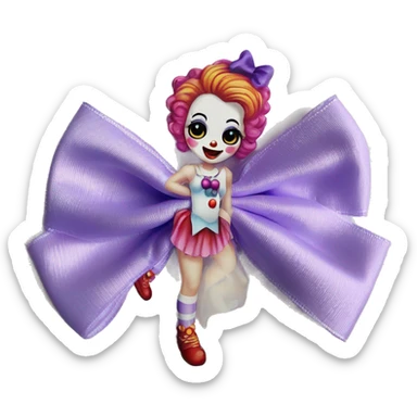 Pretty lavender clown girl long hair bows sticker