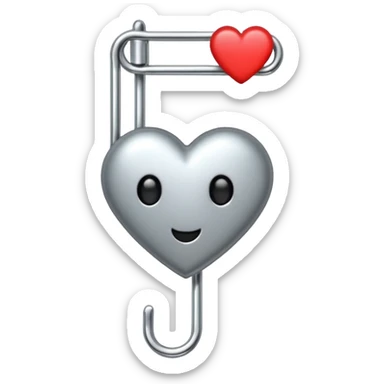 emo safety pin with a heart charm sticker