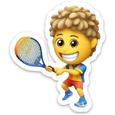 Padel player with nice smile, racket, ball  sticker