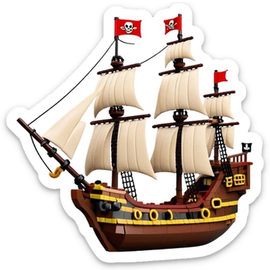 Pirate Ship (Toy) - Lego Pirate Ship (Model Year: 2021) (Iconic colour: Brown with red sails) sticker