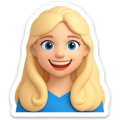 Make her smile wider in the style of 3D emoji with transparent background. The original style '3d-emoji' does not support editing, so using the general style to respect the 3D emoji look. sticker