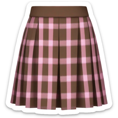 Brown and pink tartan pleated mini skirt, isolated sticker
