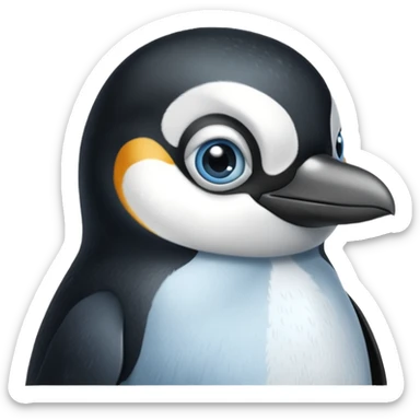 A penguin with a scar sticker