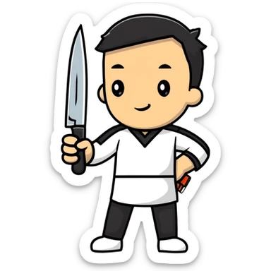 man holding a knife sticker