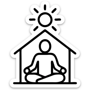 icon on the theme of yoga retreat classes.  sticker