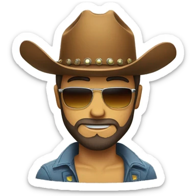 cry bearded man with cowboy hat and sunglass with thumb down sticker